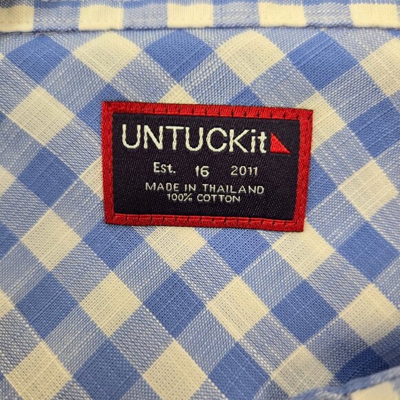 NWT UNTUCKit Rebeche Gingham Print Long Sleeve Button Down Shirt Size 16 - Picture 3 of 6